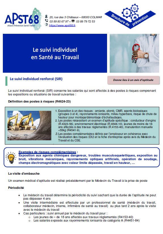 Le Suivi Individuel en Santé au Travail